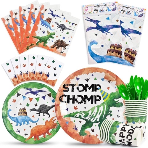 Watercolor Dinosaur Party Tableware Set - Lot 345
