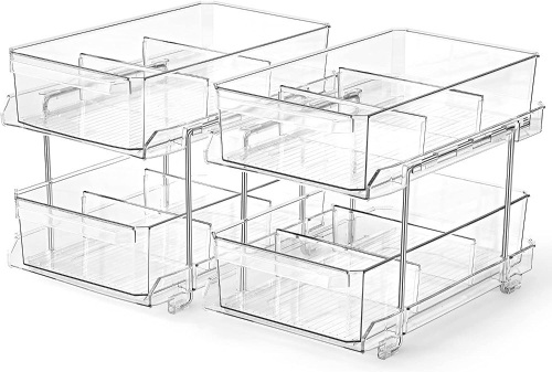 2 SET, 2 Tier Clear Organizers with Dividers - Lot 351