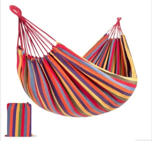 BCP,2-Person Brazilian-Style Double Hammock w/ Portable Carrying Bag, Rainbow - Lot 361