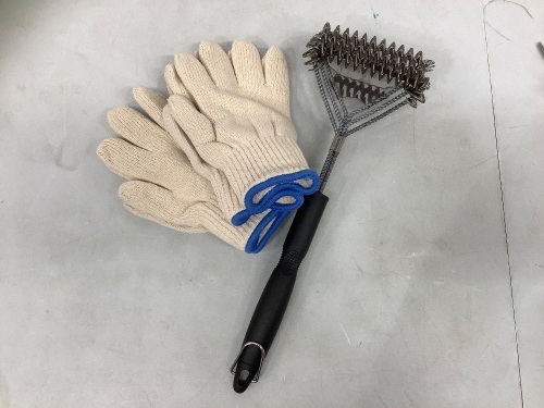 Grill Art, 18in Grill Brush & Gloves Set - Lot 607