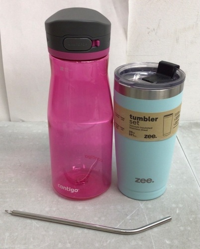 Lot of (2) Drinkware - 32 oz. Water Bottle and 20 oz. Stainless Steel Tumbler. - Lot 651