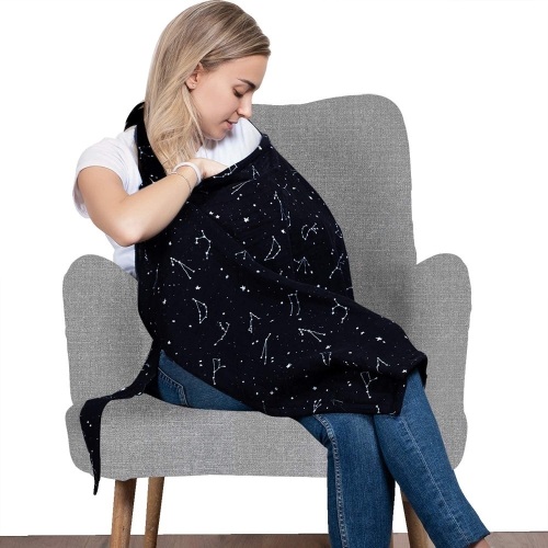 Cotton Nursing Cover w/ Built-in Burp Cloth & Pocket - Lot 653
