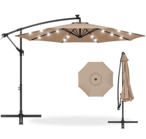 10ft Solar LED Patio Umbrella - Lot 48