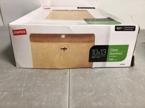 Case of (100) 10x13" Kraft Clasp Gummed Envelopes - Lot 431