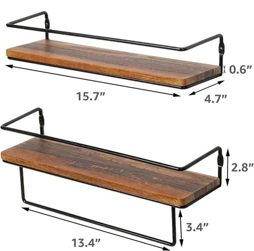 Floating Bathroom Wall Shelf w/ Towel Bar - Lot 722