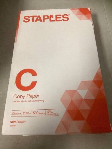 Case of (10) Reams 8.5"x14" Legal Office Paper - Lot 538