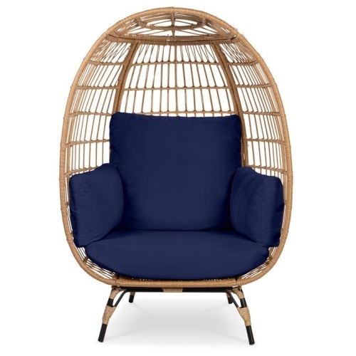 Wicker Egg Chair Oversized Indoor Outdoor Patio Lounger - Lot 232