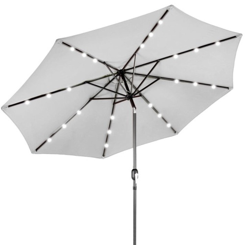 Solar LED Lighted Patio Umbrella w/ Tilt Adjustment, UV-Resistance - 10ft - Lot 335