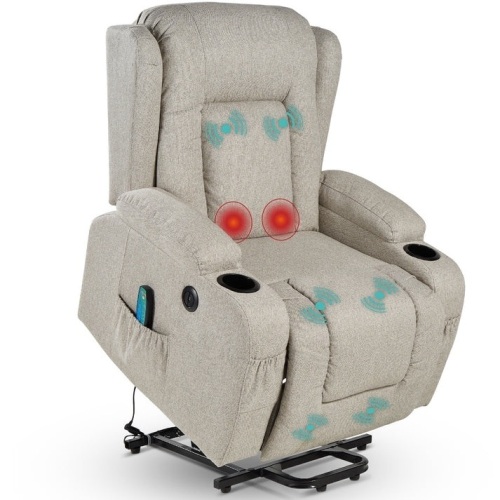 Electric Power Lift Recliner Massage Chair w/ Heat, USB Port, Cupholders - Lot 464