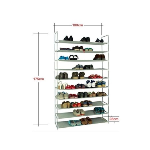 50 Pairs Shoe Tower Rack Shelf Holder Storage Organizer,Gray/Black - Lot 469
