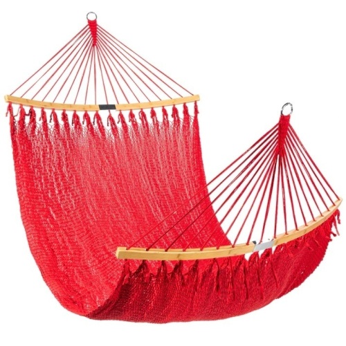 2-Person Woven Polyester Hammock w/ Curved Bamboo Spreader Bar, Carry Bag - Lot 5511