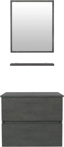 eclife 24" Bathroom Vanity Cabinet Set with Mirror, Wall Mounted, Concrete Grey - Lot 125