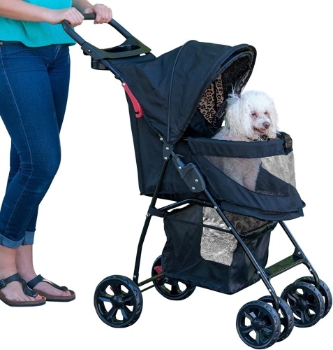 Pet Gear No-Zip Happy Trails Lite Pet Stroller, Easy Fold with Removable Liner, Safety Tether, Storage Basket + Cup Holder   - Lot 307