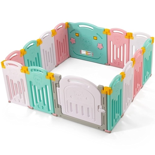 Foldable Baby Playpen Safety Play Yard, 14 Panel  - Lot 323