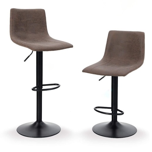 33" Square Adjustable Height Leather and Metal Swivel Bar Stools, Set of 2 - Lot 809