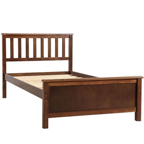 Wood Platform Bed - Twin Size, Walnut - Lot 810