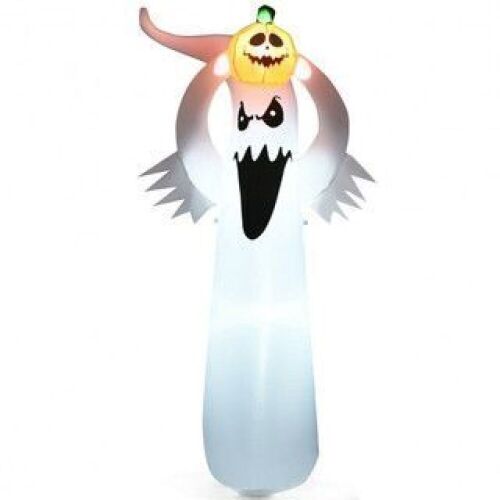 6' Inflatable Halloween Blow-Up Ghost with Pumpkin and LED Lights - Lot 814