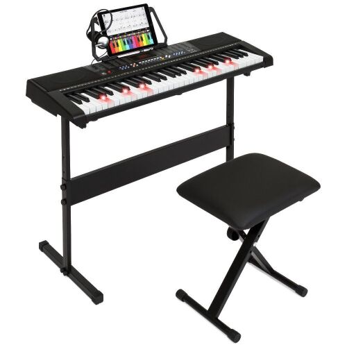 61-Key Beginners Electronic Keyboard Piano Set w/ LED, Lighted Keys, 3 Teaching Modes, Headphones - Lot 564