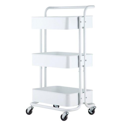 3-Tier Home Kitchen Storage Utility Cart - White - Lot 605