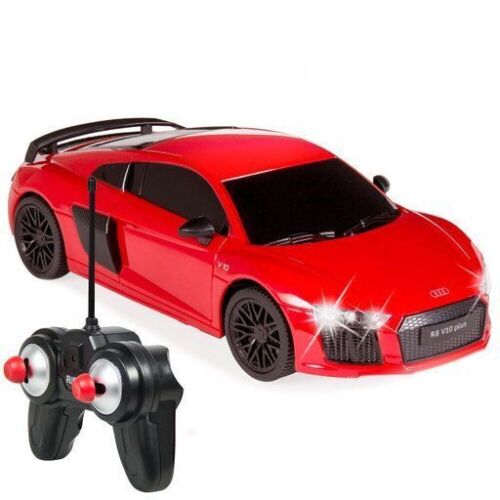 1/24 Scale Officially Licensed RC Audi R8 Luxury Sport Remote Control Car w/ Lights - Red - Lot 583