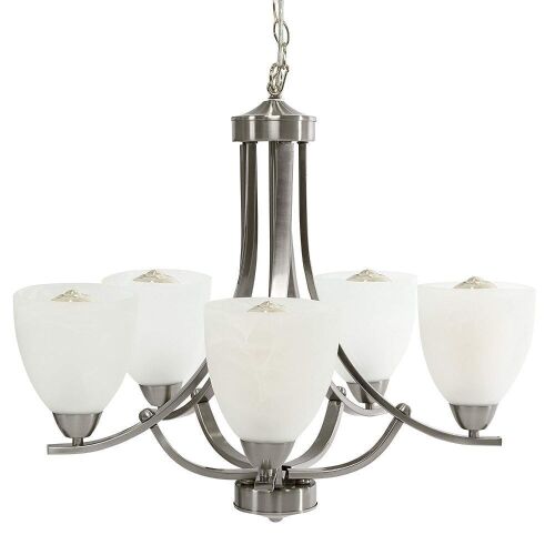 22in 5-Light Contemporary Chandelier Pendant Lighting Fixture for Home Kitchen - Brushed Nickel - Lot 264