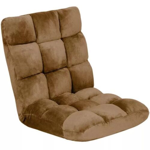 14-Position Folding Adjustable Memory Foam Gaming Floor Sofa Chair - Brown - Lot 645
