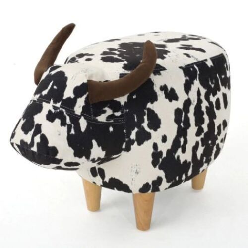 Bertha Milk Cow Patterned Velvet Ottoman - Lot 139