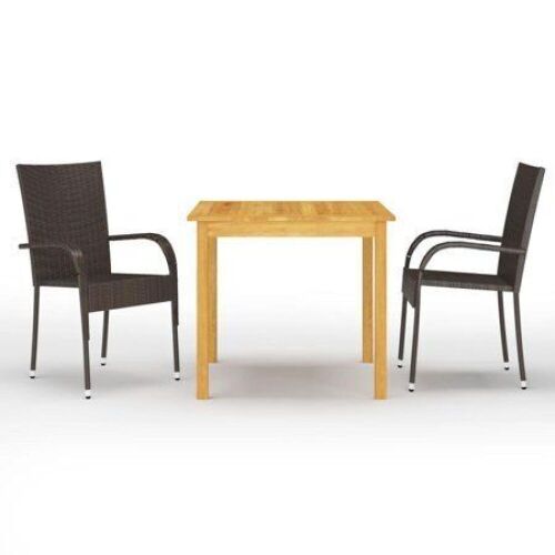 3-Piece Garden Dining Set - Brown - Lot 781