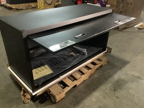 Husky 80 in. 10-Drawer Heavy Duty Garage Workcenter with Side Locker, Matte Black - Missing LED Light  - Lot 21