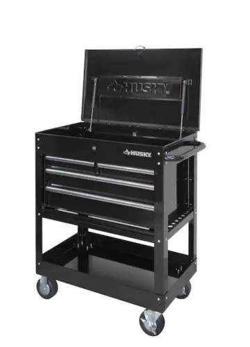 Husky 33 in. W 4-Drawer Mechanics Tool Utility Cart in Gloss Black - Lot 59