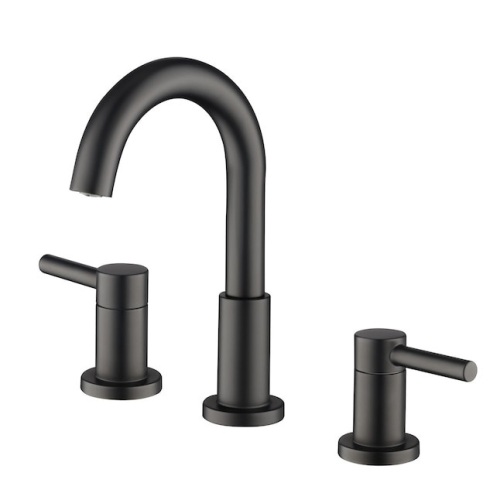 allen + roth  Harlow Matte Black 2-handle Widespread WaterSense High-arc Bathroom Sink Faucet with Drain  - Lot 196