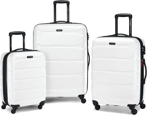Samsonite Omni PC Hardside Expandable Luggage with Spinner Wheels, 3-Piece Set (20/24/28), White  - Lot 136