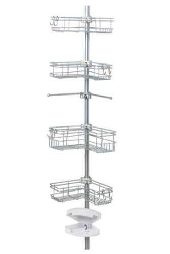 L-Shaped Tension Pole Shower Caddy Nickel  - Lot 144