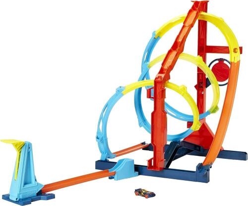 ​Hot Wheels Track Set and 1:64 Scale Toy Car, Connects to Other Sets, Track Builder Unlimited Corkscrew Twist Kit ​​​​  - Lot 995