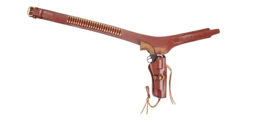 Triple K 110 Wyoming Western Single Holster Drop-Loop Leather Cartridge Belt - Lot 562