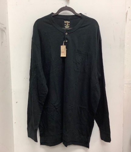 RedHead Men's Long Sleeve Pocket Henley, 3XLT, Black, Appears New - Lot 530