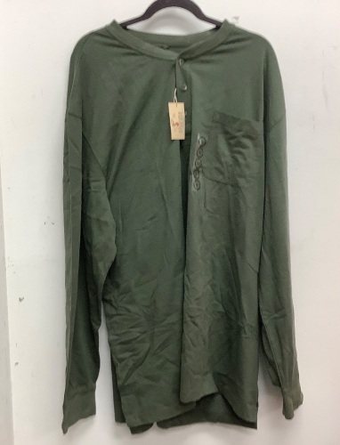 RedHead Men's Long Sleeve Pocket Henley, 3XLT, Olive, Appears New - Lot 531