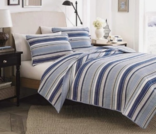 Stone Cottage Fresno Collection Quilt Set w/ Matching Shams, Full/Queen, Blue - Lot 120