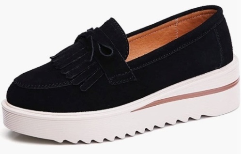 YING LAN Women Platform Slip On Loafers, Size 41 (European), Black - Lot 248