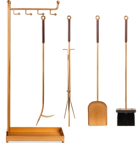 5-Piece Modern Contemporary Indoor Outdoor Fireplace and Firepit Tool Set - Lot 571