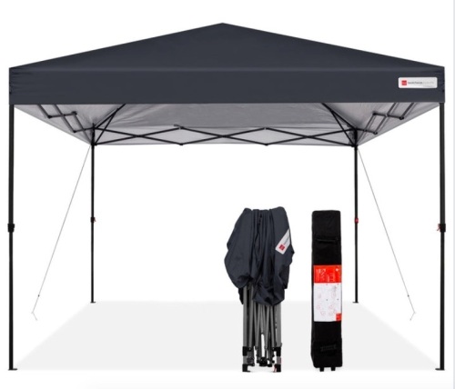One-Person Setup Instant Pop Up Canopy w/ Wheeled Bag - 10x10ft, Gray, May Be Missing Hardware - Lot 585