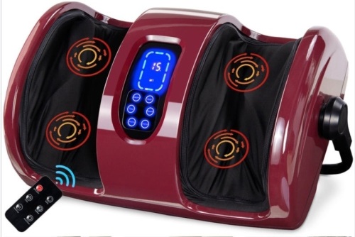 Reflexology Shiatsu Foot Massager w/ High-Intensity Rollers, Burgundy, Remote Control Missing - Lot 546