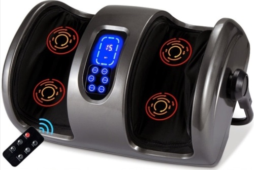 Reflexology Shiatsu Foot Massager w/ High-Intensity Rollers, Remote Control, Gray - Lot 131