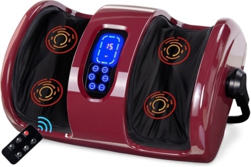 Reflexology Shiatsu Foot Massager w/ High-Intensity Rollers, Remote Control, Burgundy - Lot 603