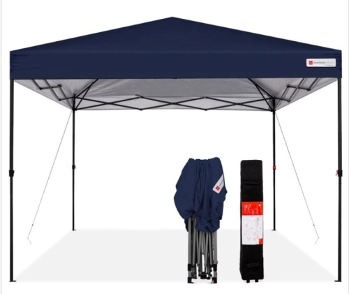 One-Person Setup Instant Pop Up Canopy w/ Wheeled Bag - 10x10ft, Blue - Lot 678