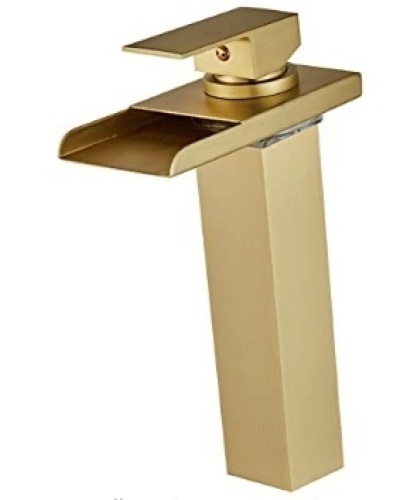 Wovier Matte Gold LED Waterfall Faucet with Supply Hose - Lot 462