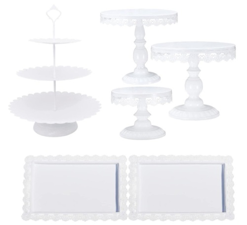 Set of 6 Pieces White Iron Cake Stands/Cupcake Holder, May Be Missing Hardware - Lot 216