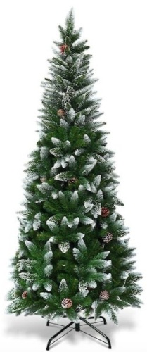 5 ft. Snow Flocked Unlit Artificial Pencil Christmas Tree Hinged with Pine Cones - Lot 230