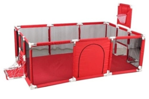 Toddler Play Yard w/ Basketball Hoop, Soccer Goal, Red - Lot 579