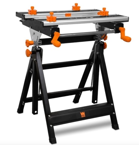 WEN WB2322T 24-Inch Height Adjustable Tilting Steel Portable Work Bench and Vise with 8 Sliding Clamps, Missing Hardware - Lot 45
